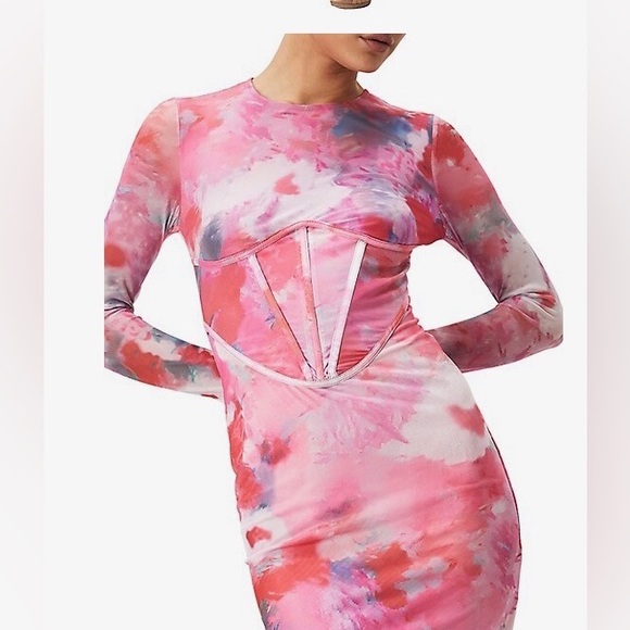 SOLD - BARDOT - revolve - NWT tie-dye print mesh midi dress! - Picture 4 of 5